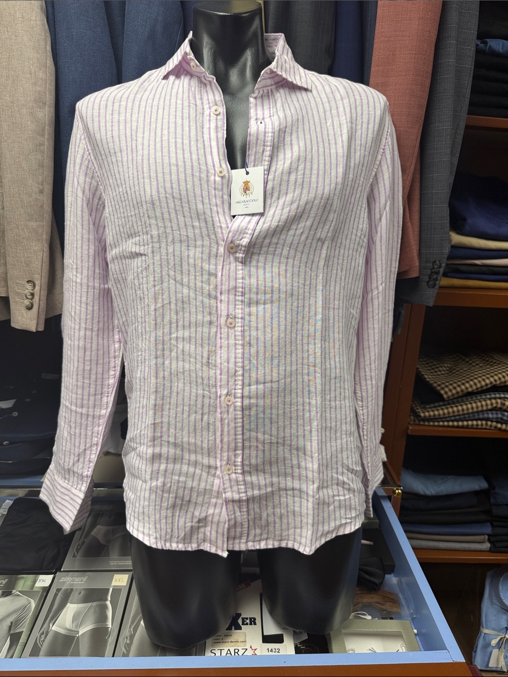 Linen Casual Pink Striped Men’s Shirt